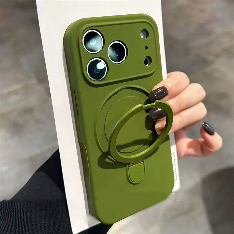 Ring Stand Case - Luxury Original Liquid Silicone Matte Case