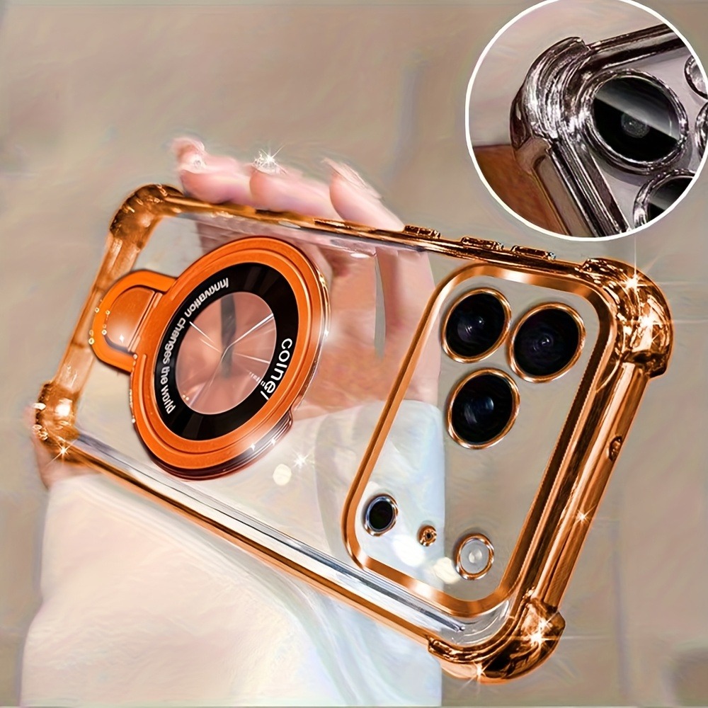 Ring Stand Case - Luxury Clear Plating Phone Case for