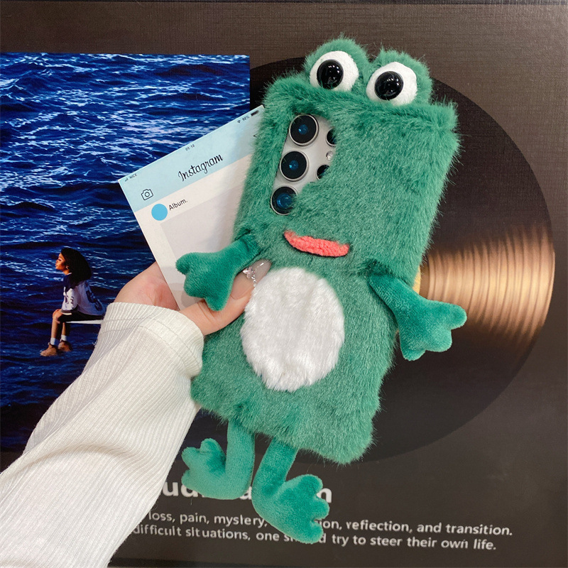 Phone Cases Samsung - Plush Frog Phone Case, Cute Green